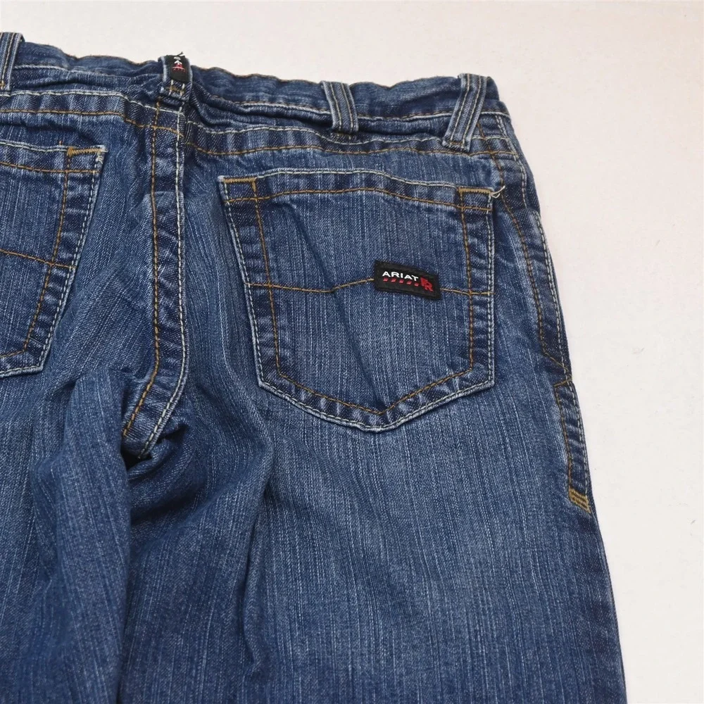Ariat 30x32 Dark Bold Stitch Stretch Denim FR M4 Relaxed Boot Cut Mens Jeans